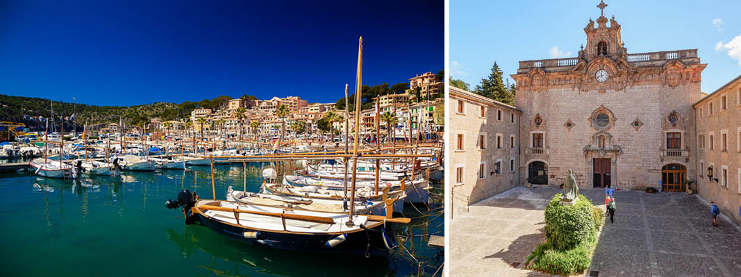 Port de Sollér og klosteret i Lluc, Mallorca, Spanien